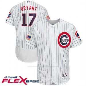 Camiseta Beisbol Hombre Chicago Cubs 2017 Estrellas y Rayas Cubs 17 Kris Bryant Blanco Flex Base