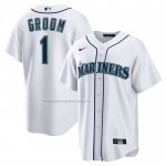 Camiseta Beisbol Hombre Seattle Mariners NO 1 Groom Primera Replica Blanco