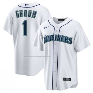 Camiseta Beisbol Hombre Seattle Mariners NO 1 Groom Primera Replica Blanco
