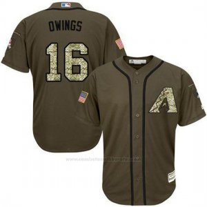 Camiseta Beisbol Hombre Arizona Diamondbacks 16 Chris Owings Verde Salute To Service