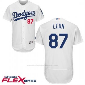 Camiseta Beisbol Hombre Los Angeles Dodgers 87 Jose De Leon Blanco Flex Base