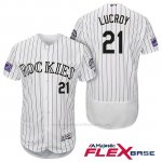 Camiseta Beisbol Hombre Colorado Rockies Jonathan Lucroy 21 Blanco 25th Season Flex Base