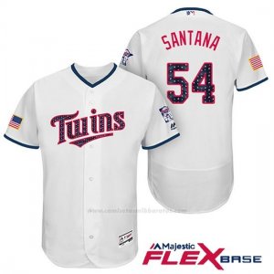 Camiseta Beisbol Hombre Minnesota Twins 2017 Estrellas y Rayas Ervin Santana Blanco Flex Base