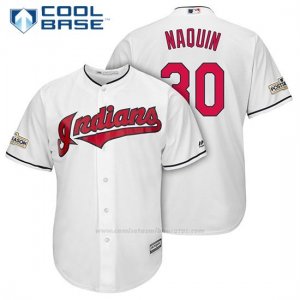 Camiseta Beisbol Hombre Cleveland Indians 2017 Postemporada 30 Tyler Naquin Blanco Cool Base