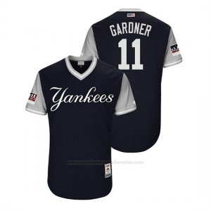 Camiseta Beisbol Hombre New York Yankees Brett Gardner 2018 Llws Players Weekend Gardner Azul