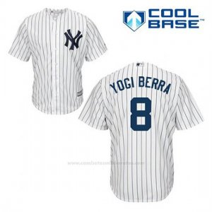 Camiseta Beisbol Hombre New York Yankees Yogi Berra 8 Blanco 1ª Cool Base
