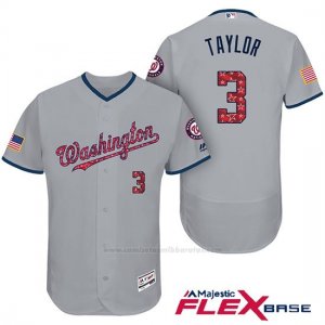 Camiseta Beisbol Hombre Washington Nationals 2017 Estrellas y Rayas Michael Taylor Gris Flex Base