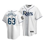 Camiseta Beisbol Hombre Tampa Bay Rays Diego Castillo Replica Primera 2020 Blanco