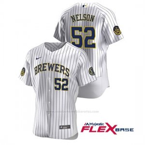 Camiseta Beisbol Hombre Milwaukee Brewers Jimmy Nelson Autentico 2020 Primera Blanco