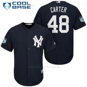 Camiseta Beisbol Hombre New York Yankees Chris Carter Azul 2017 Entrenamiento de Primavera Cool Base