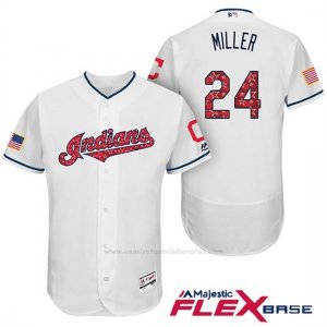 Camiseta Beisbol Hombre Cleveland Indians 2017 Estrellas y Rayas Andrew Miller Blanco Flex Base