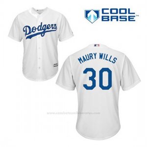 Camiseta Beisbol Hombre Los Angeles Dodgers Maury Wills 30 Blanco 1ª Cool Base