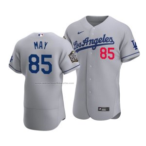 Camiseta Beisbol Hombre Los Angeles Dodgers Dustin May 2020 Autentico Road Gris