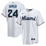 Camiseta Beisbol Hombre Miami Marlins Avisail Garcia Primera Replica Blanco