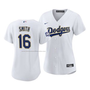 Camiseta Beisbol Mujer Los Angeles Dodgers Will Smith 2021 Gold Program Replica Blanco