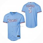 Camiseta Beisbol Nino Texas Rangers Corey Seager Alterno Replica Azul Claro