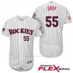 Camiseta Beisbol Hombre Colorado Rockies 2017 Estrellas y Rayas Jon Gris 55 Blanco Flex Base