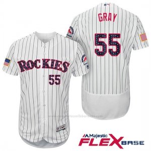Camiseta Beisbol Hombre Colorado Rockies 2017 Estrellas y Rayas Jon Gris 55 Blanco Flex Base