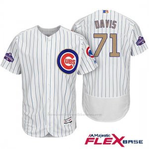 Camiseta Beisbol Hombre Chicago Cubs 71 Wade Davis Blanco Oro Program Flex Base