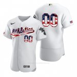 Camiseta Beisbol Hombre Oakland Athletics Personalizada Stars & Stripes 4th of July Blanco