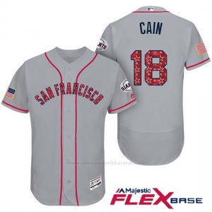 Camiseta Beisbol Hombre San Francisco Giants 2017 Estrellas y Rayas Matt Cain Gris Flex Base