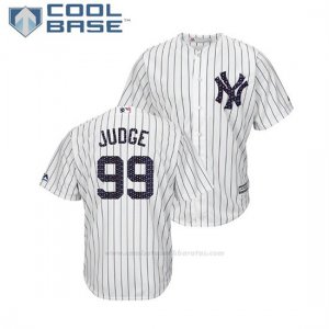 Camiseta Beisbol Hombre New York Yankees Aaron Judge 2018 Stars & Stripes Cool Base Blanco