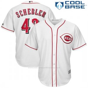 Camiseta Beisbol Hombre Cincinnati Reds Scott Schebler 43 Blanco Cool Base