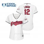 Camiseta Beisbol Mujer Cleveland Indians Francisco Lindor 2019 All Star Game Patch Cool Base Blanco