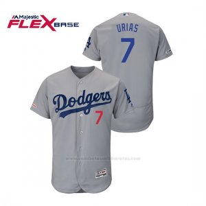 Camiseta Beisbol Hombre Los Angeles Dodgers Julio Urias 150th Aniversario Patch Flex Base Gris