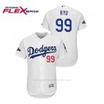Camiseta Beisbol Hombre Los Angeles Dodgers Hyun Jin Ryu 2019 Postseason Flex Base Blanco