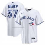Camiseta Beisbol Hombre Toronto Blue Jays Shane Bieber Primera Replica Blanco