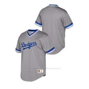 Camiseta Beisbol Hombre Los Angeles Dodgers Cooperstown Collection Mesh Wordmark V-Neck Gris