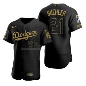 Camiseta Beisbol Hombre Los Angeles Dodgers Walker Buehler Negro 2021 Salute To Service
