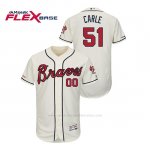 Camiseta Beisbol Hombre Atlanta Braves Shane Carle 150th Aniversario Patch Autentico Flex Base Crema