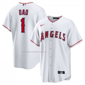Camiseta Beisbol Hombre Los Angeles Angels NO 1 Dad Primera Replica Blanco
