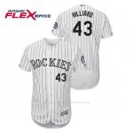 Camiseta Beisbol Hombre Colorado Rockies Sam Hilliard 150th Aniversario Patch Flex Base Blanco