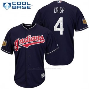 Camiseta Beisbol Hombre Cleveland Indians Coco Crisp 4 Azul 2017 Entrenamiento de Primavera Cool Base Jugador