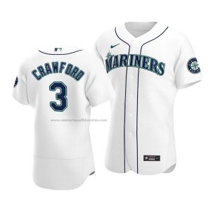 Camiseta Beisbol Hombre Seattle Mariners J.p. Crawford Autentico Primera Blanco