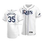 Camiseta Beisbol Hombre Tampa Bay Rays Brett Phillips Autentico Primera Blanco