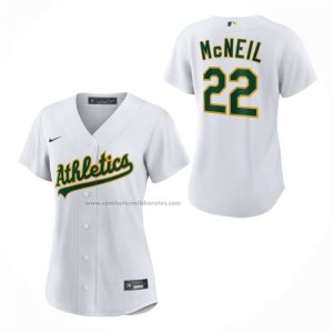 Camiseta Beisbol Mujer Oakland Athletics Jeff Mcneil Primera Replica Blanco