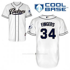 Camiseta Beisbol Hombre San Diego Padres Rollie Fingers 34 Blanco 1ª Cool Base