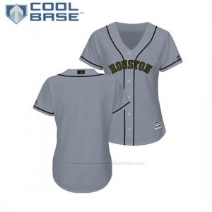 Camiseta Beisbol Mujer Astros 2018 Dia de los Caidos Cool Base Gris