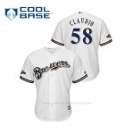 Camiseta Beisbol Hombre Milwaukee Brewers Alex Claudio 2019 Postseason Cool Base Blanco