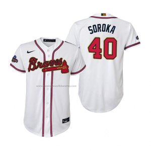 Camiseta Beisbol Nino Atlanta Braves Mike Soroka 2022 Gold Program Replica Blanco