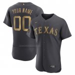 Camiseta Beisbol Hombre Texas Rangers Personalizada 2022 All Star Autentico Gris