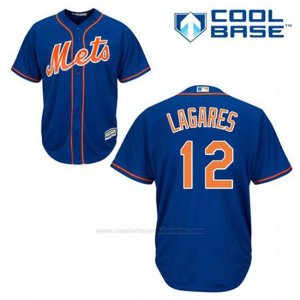 Camiseta Beisbol Hombre New York Mets Juan Lagares 12 Azul Alterno 1ª Cool Base