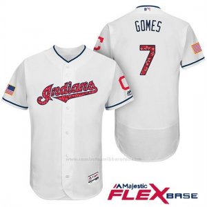 Camiseta Beisbol Hombre Cleveland Indians 2017 Estrellas y Rayas Yan Gomes Blanco Flex Base