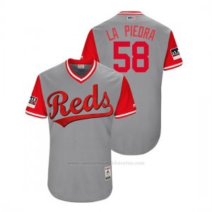 Camiseta Beisbol Hombre Cincinnati Reds Luis Castillo 2018 Llws Players Weekend La Piedra Gris