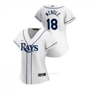 Camiseta Beisbol Mujer Tampa Bay Rays Joey Wendle 2020 Replica Primera Blanco