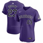 Camiseta Beisbol Hombre Colorado Rockies Kris Bryant Alterno Elite Violeta